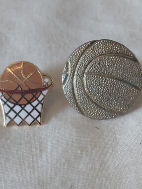 Unbranded Men's Basketball Enamel & Metal Lapel Pin Set - Orange and Silver